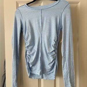FP Movement by Free People Sky Blue Ruched Long Sleeve Top